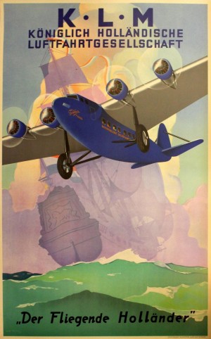 Original Vintage 1933 KLM Travel Advertising Poster